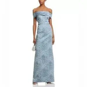 Rickie Freeman For Teri Jon New Jacquard Off The Shoulder Gown Size 4